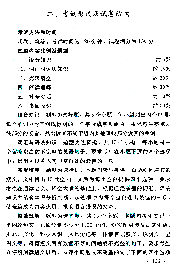 江西成人高考高起點(diǎn)英語(yǔ)考試大綱